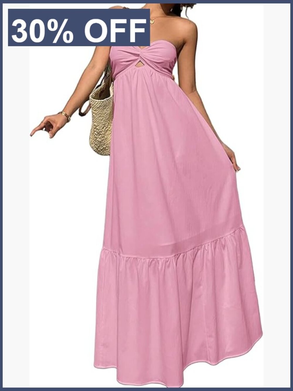 Strapless Backless A-Line Maxi Summer Beach Dress